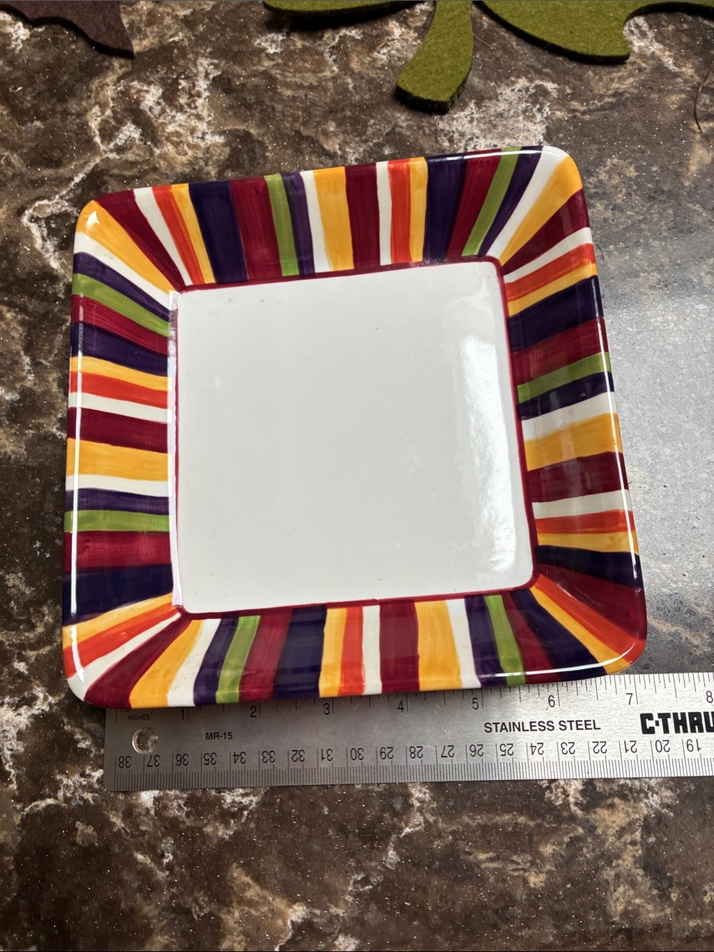 The Pampered Chef Multicolor Striped Square Serving Plate